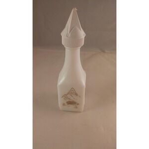 Unique Milk glass liquor bottle with screw top lid